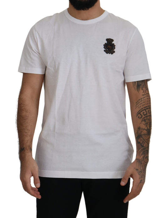 Elegant White Silk Crest Polo T-Shirt