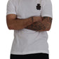 Elegant White Silk Crest Polo T-Shirt