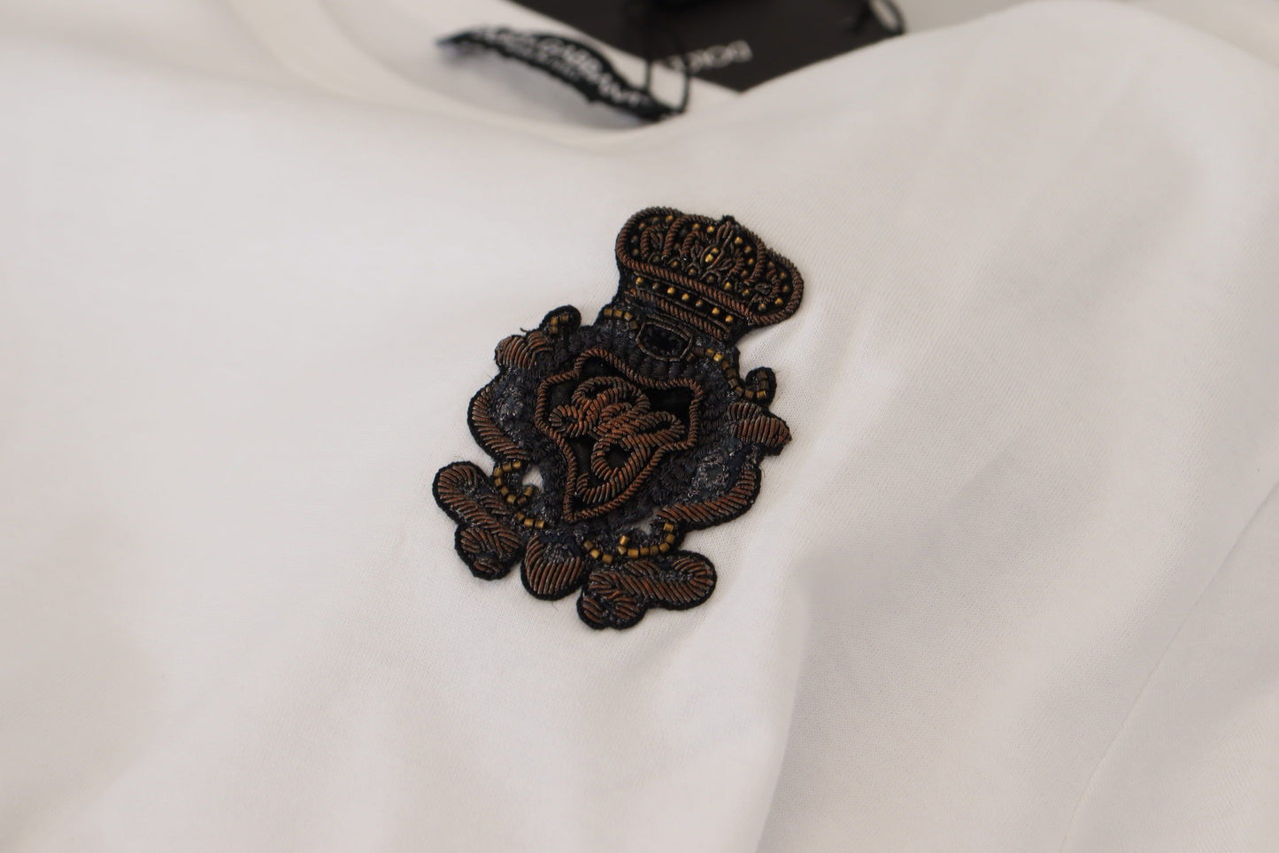 Elegant White Silk Crest Polo T-Shirt