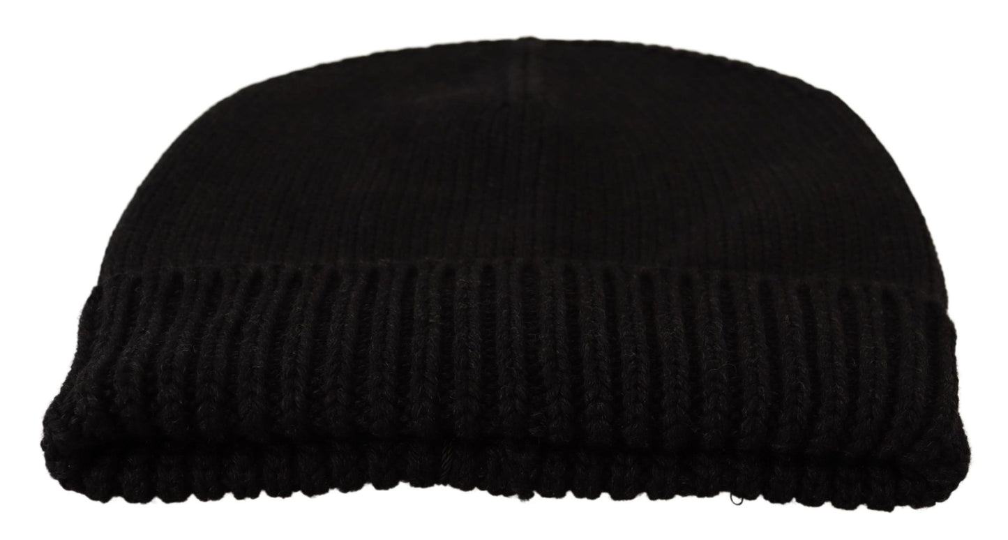 Elegant Dark Gray Virgin Wool Beanie