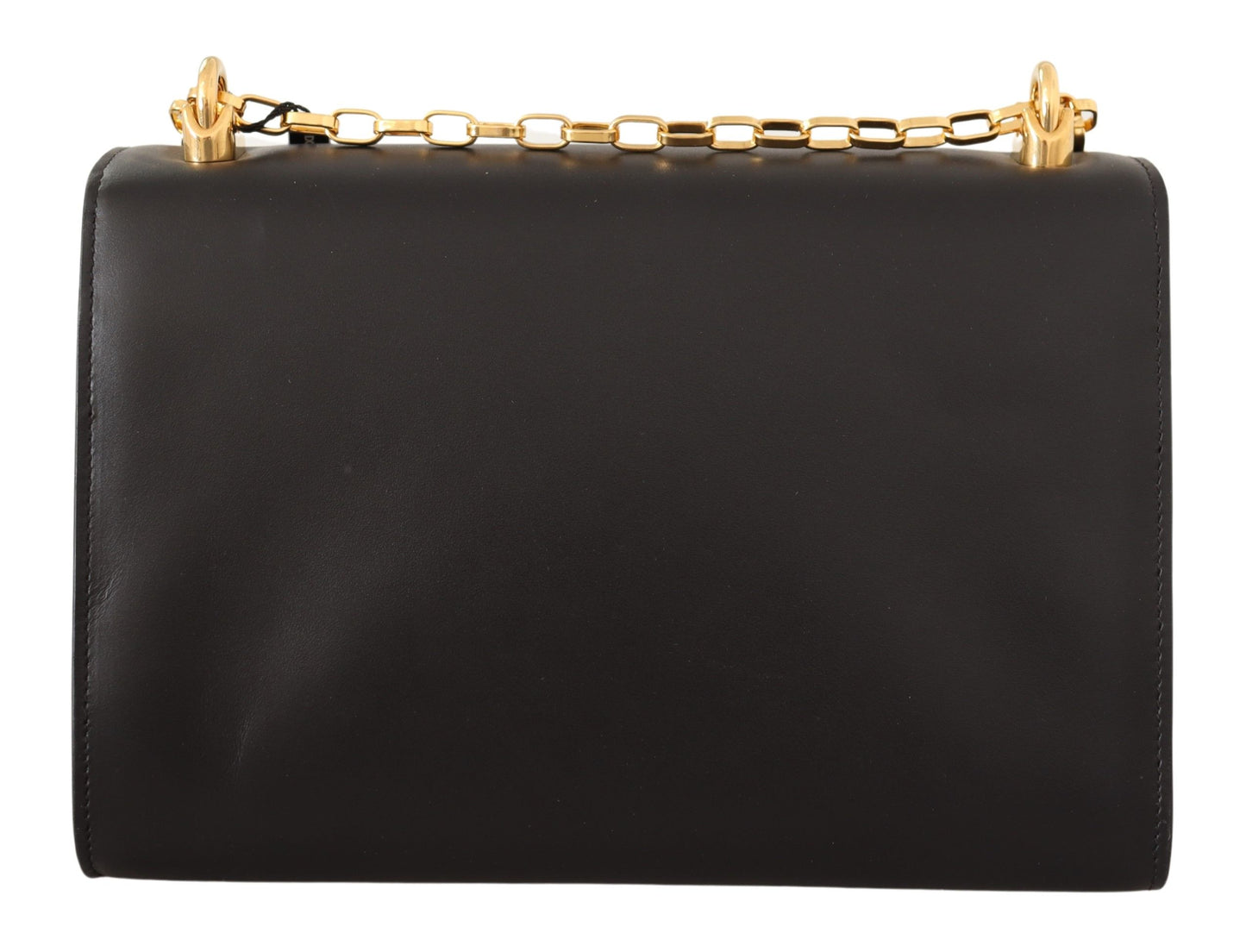 Elegant Black Leather Shoulder Bag with Gold Detailing