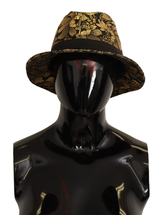 Elegant Gold-Threaded Black Bucket Hat