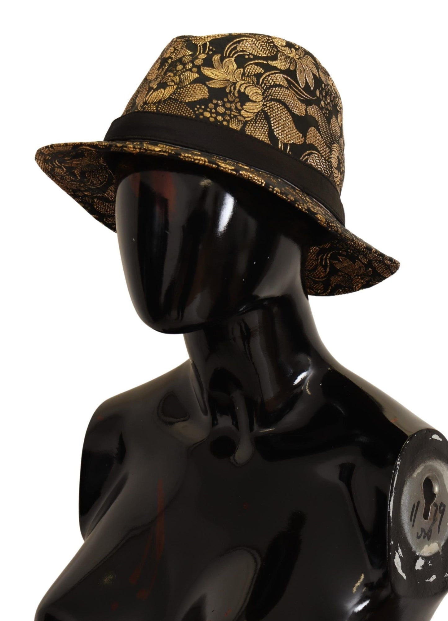 Elegant Gold-Threaded Black Bucket Hat