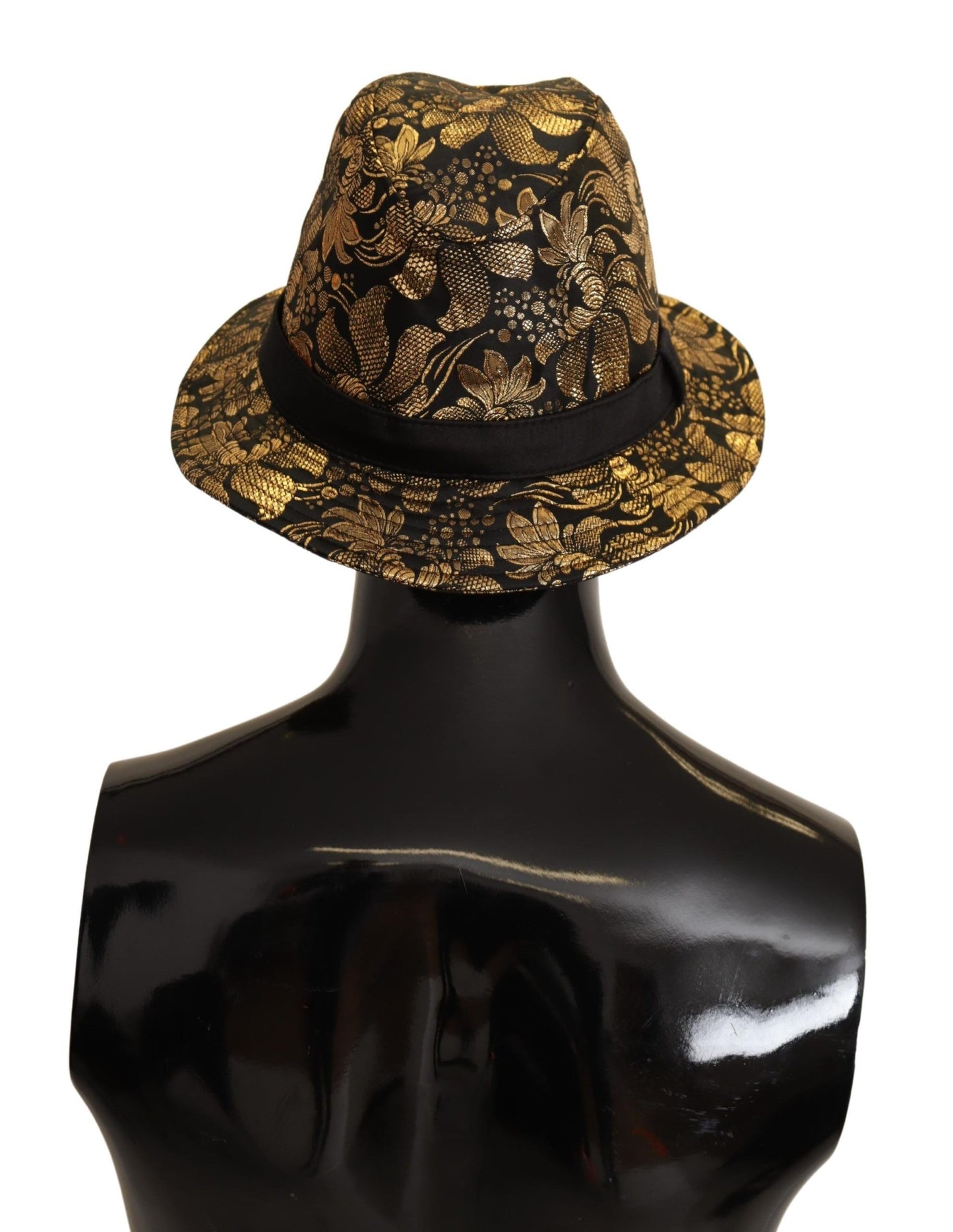 Elegant Gold-Threaded Black Bucket Hat