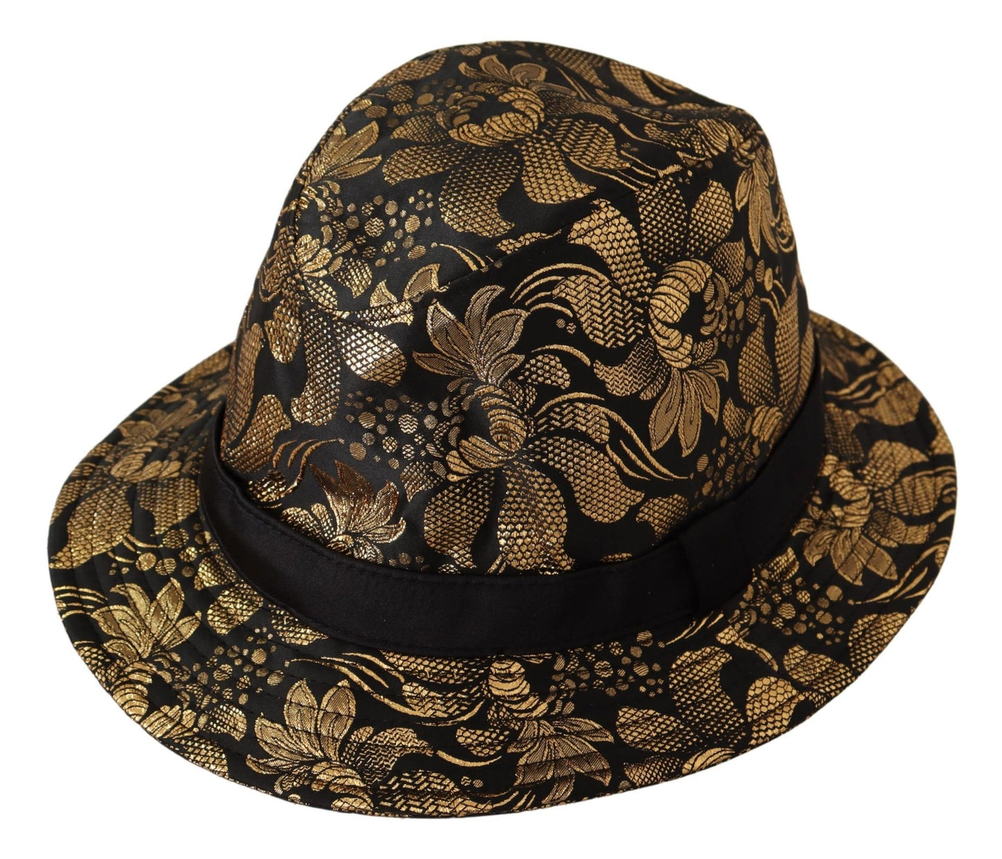 Elegant Gold-Threaded Black Bucket Hat