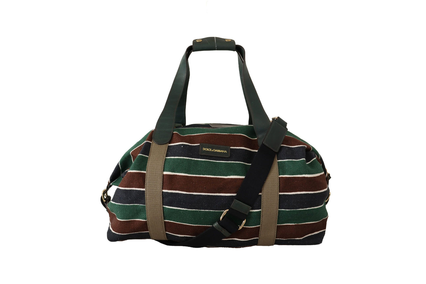 Sophisticated Striped Linen-Leather Travel Bag