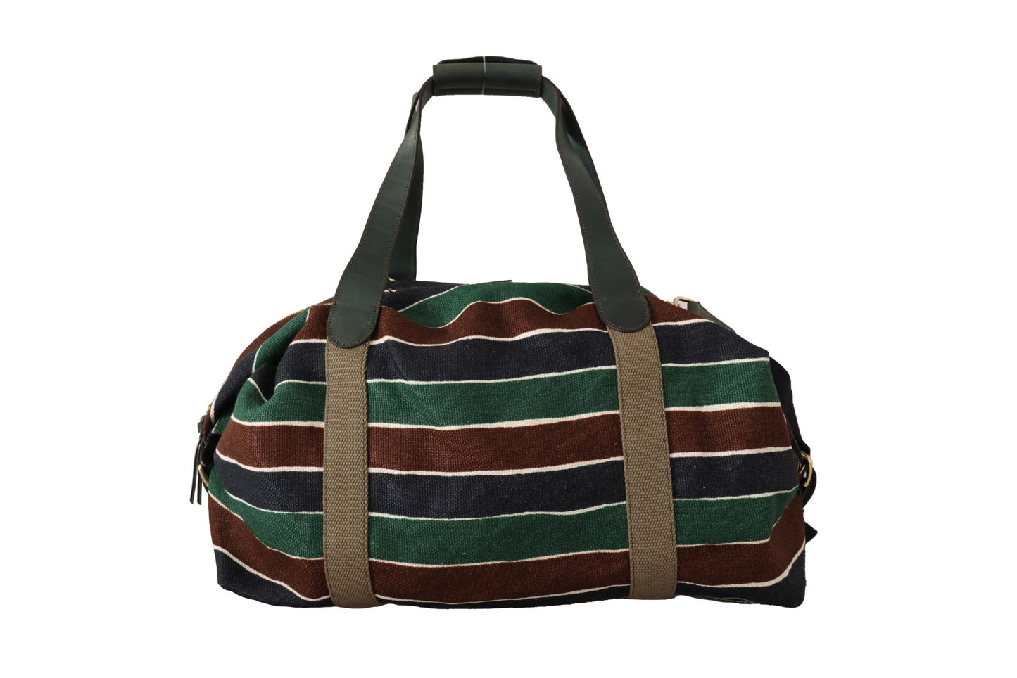 Sophisticated Striped Linen-Leather Travel Bag