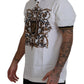 White Gold Baroque Print Cotton Polo T-Shirt