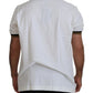 White Gold Baroque Print Cotton Polo T-Shirt