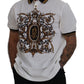 White Gold Baroque Print Cotton Polo T-Shirt