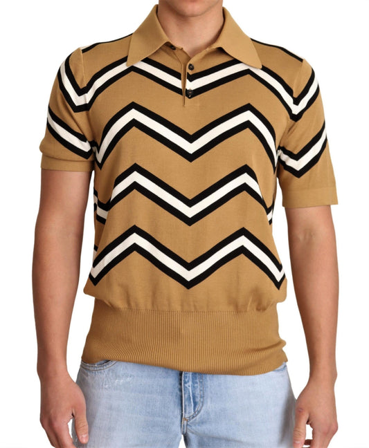 Silk Beige Polo T-Shirt - Italian Luxury Fashion