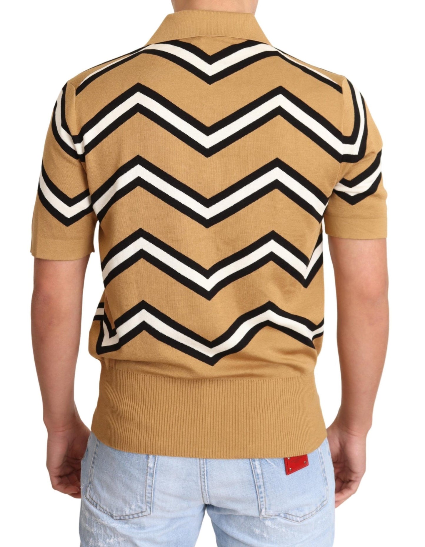 Silk Beige Polo T-Shirt - Italian Luxury Fashion