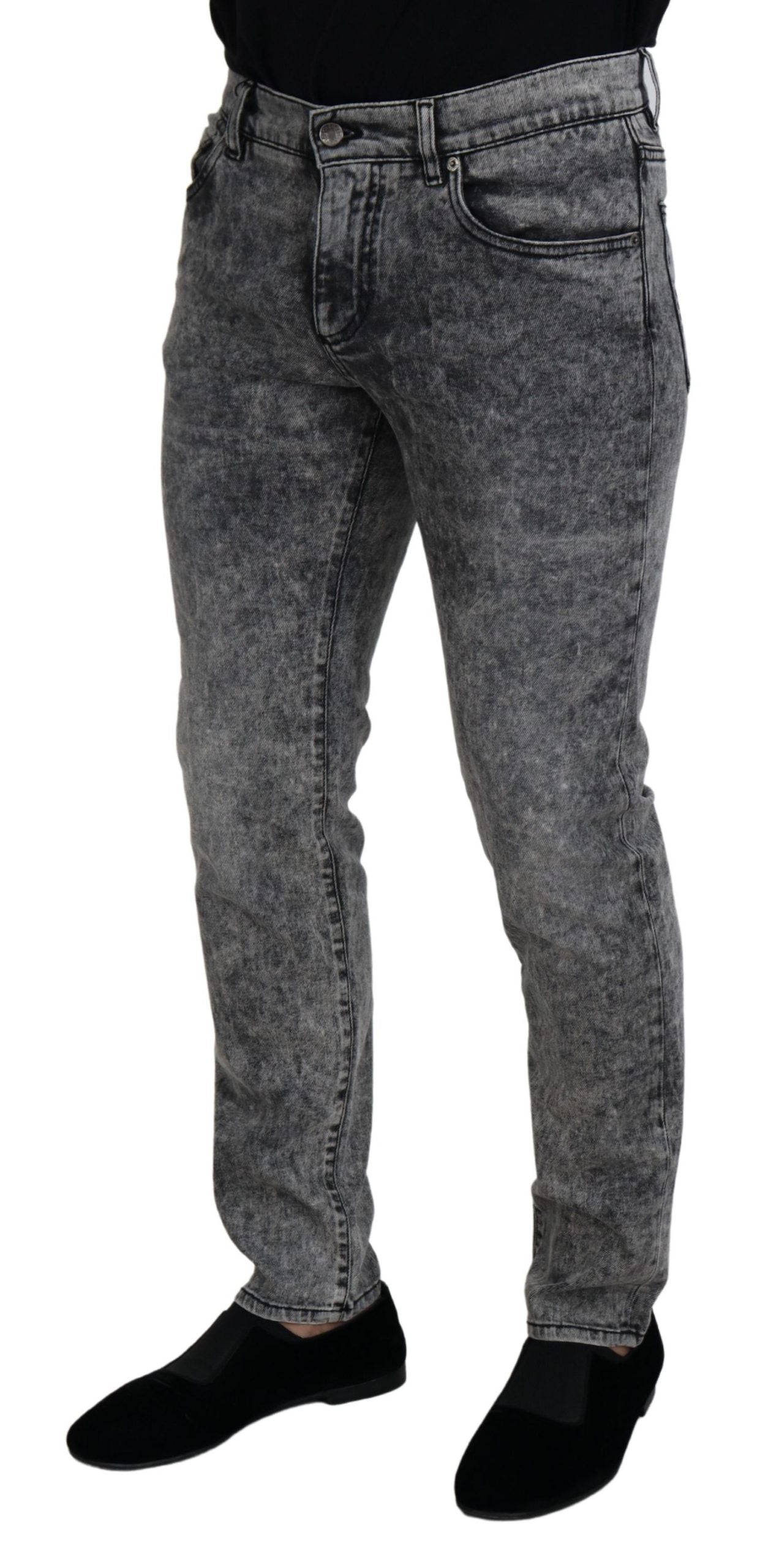 Elegant Gray Washed Denim Pants