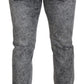 Elegant Gray Washed Denim Pants