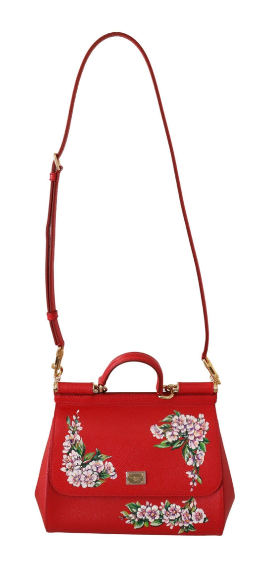 Elegant Red Sicily Leather Shoulder Bag