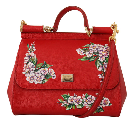 Elegant Red Sicily Leather Shoulder Bag