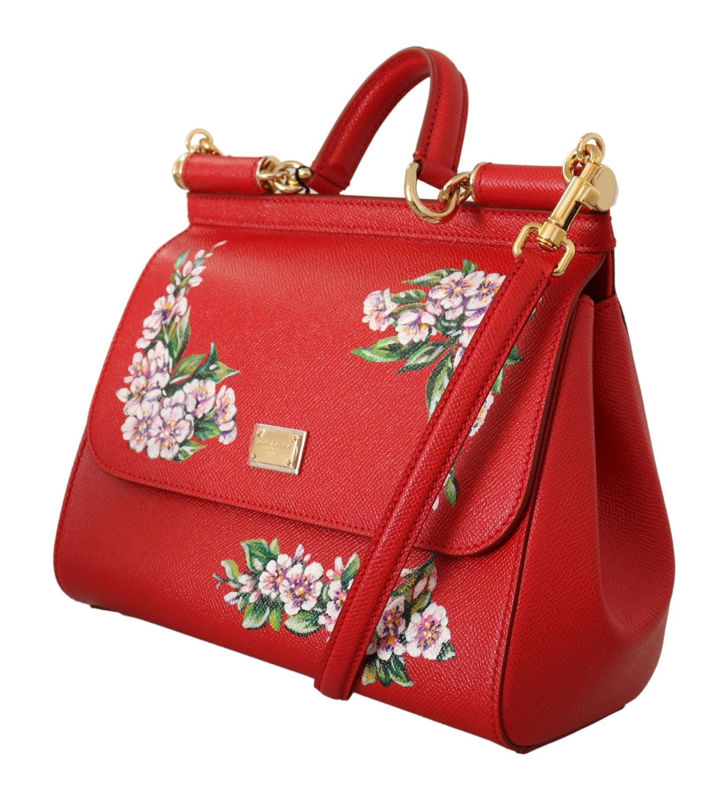 Elegant Red Sicily Leather Shoulder Bag