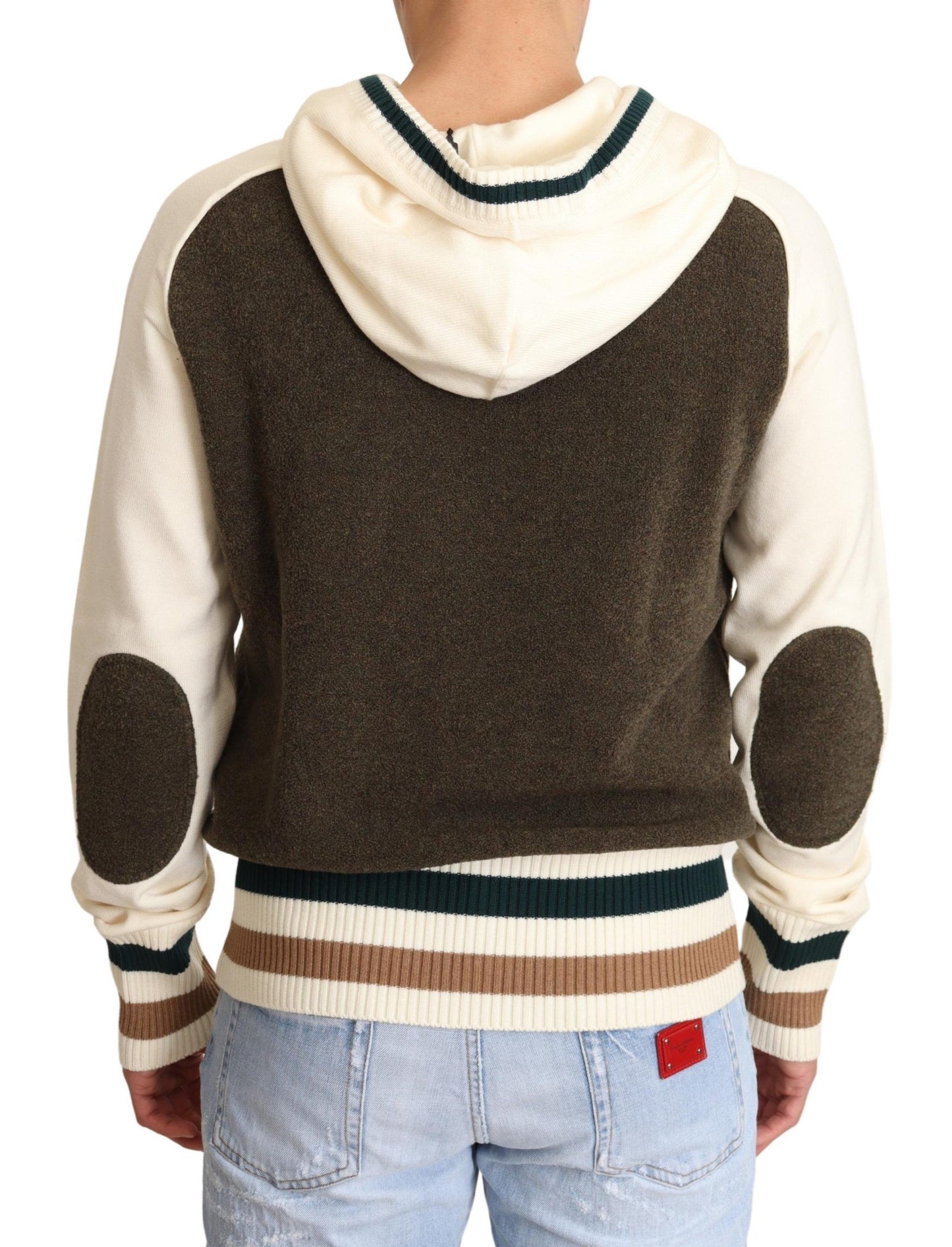 Beige Italian Wool Blend Hooded Sweater