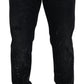 Black Washed Cotton Tattered Denim Jeans
