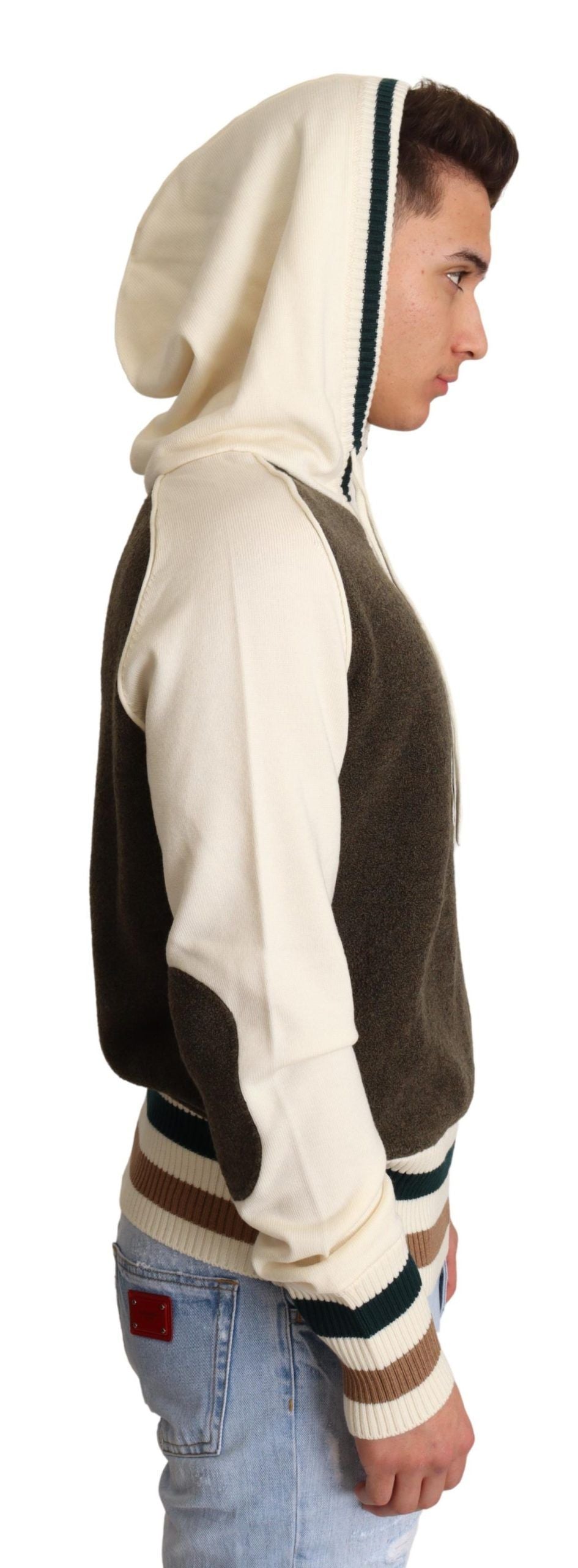 Beige Italian Wool Blend Hooded Sweater