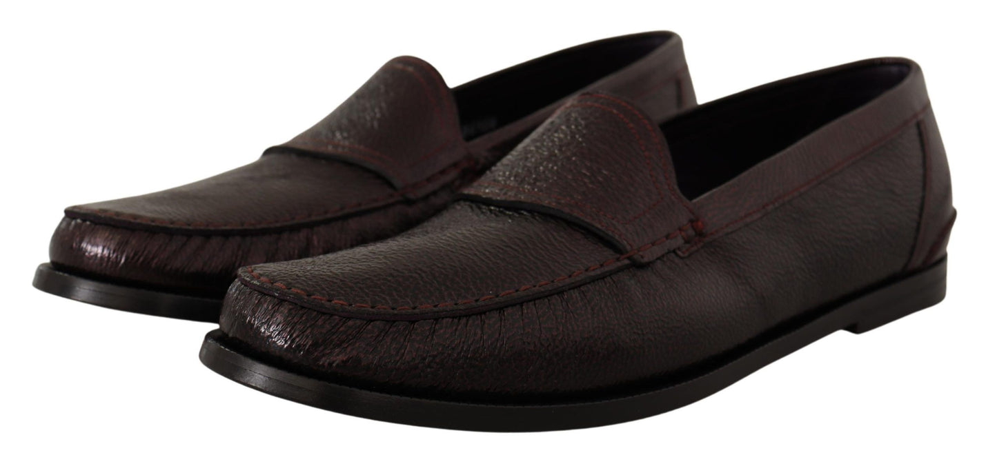 Elegant Bordeaux Leather Loafers