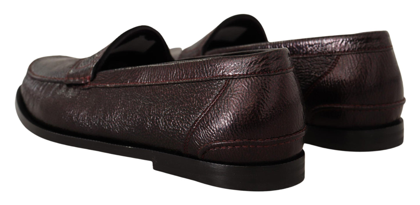 Elegant Bordeaux Leather Loafers