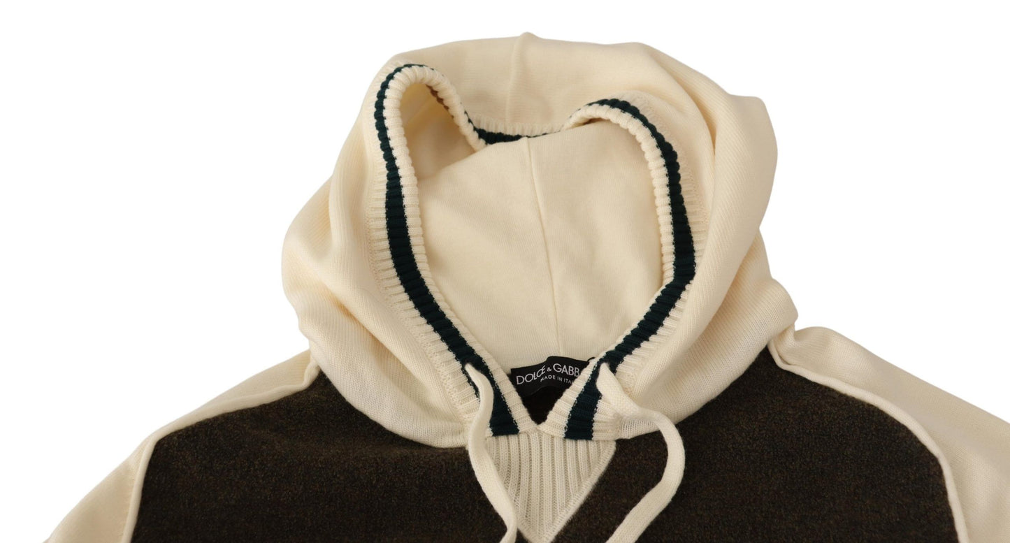 Beige Italian Wool Blend Hooded Sweater