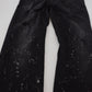 Black Washed Cotton Tattered Denim Jeans