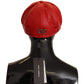 Chic Red Leather Cabbie Cap