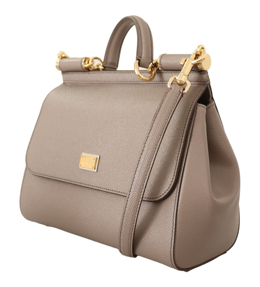 Elegant Beige Sicily Medium Leather Bag