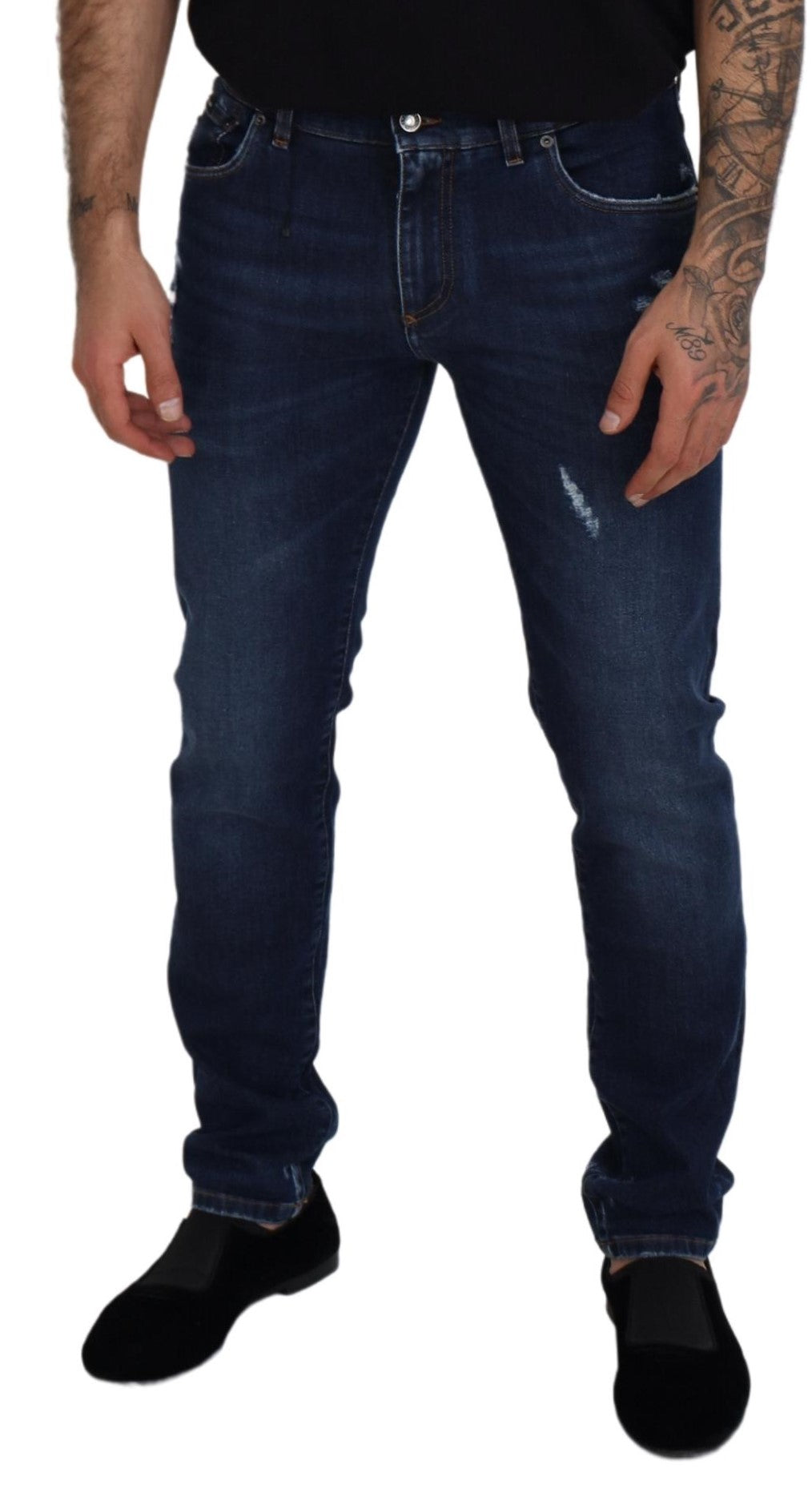 Chic Blue Washed Denim Pants