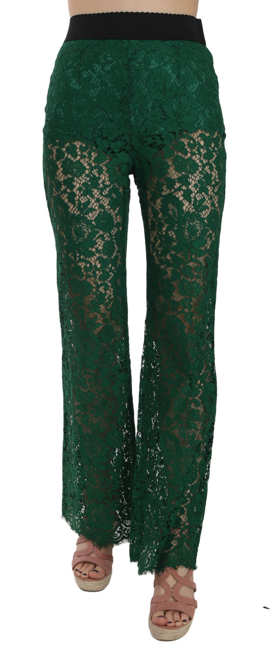 Floral Lace Green Palazzo Trousers