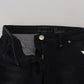 Sleek Black Washed Low Waist Skinny Jeans