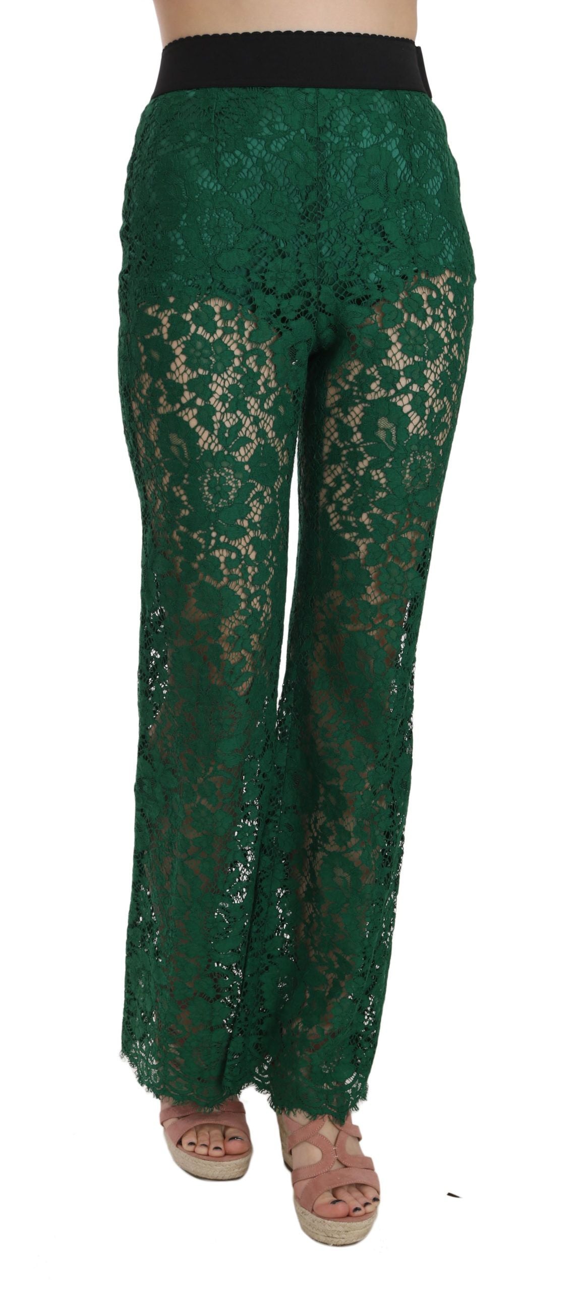 Floral Lace Green Palazzo Trousers