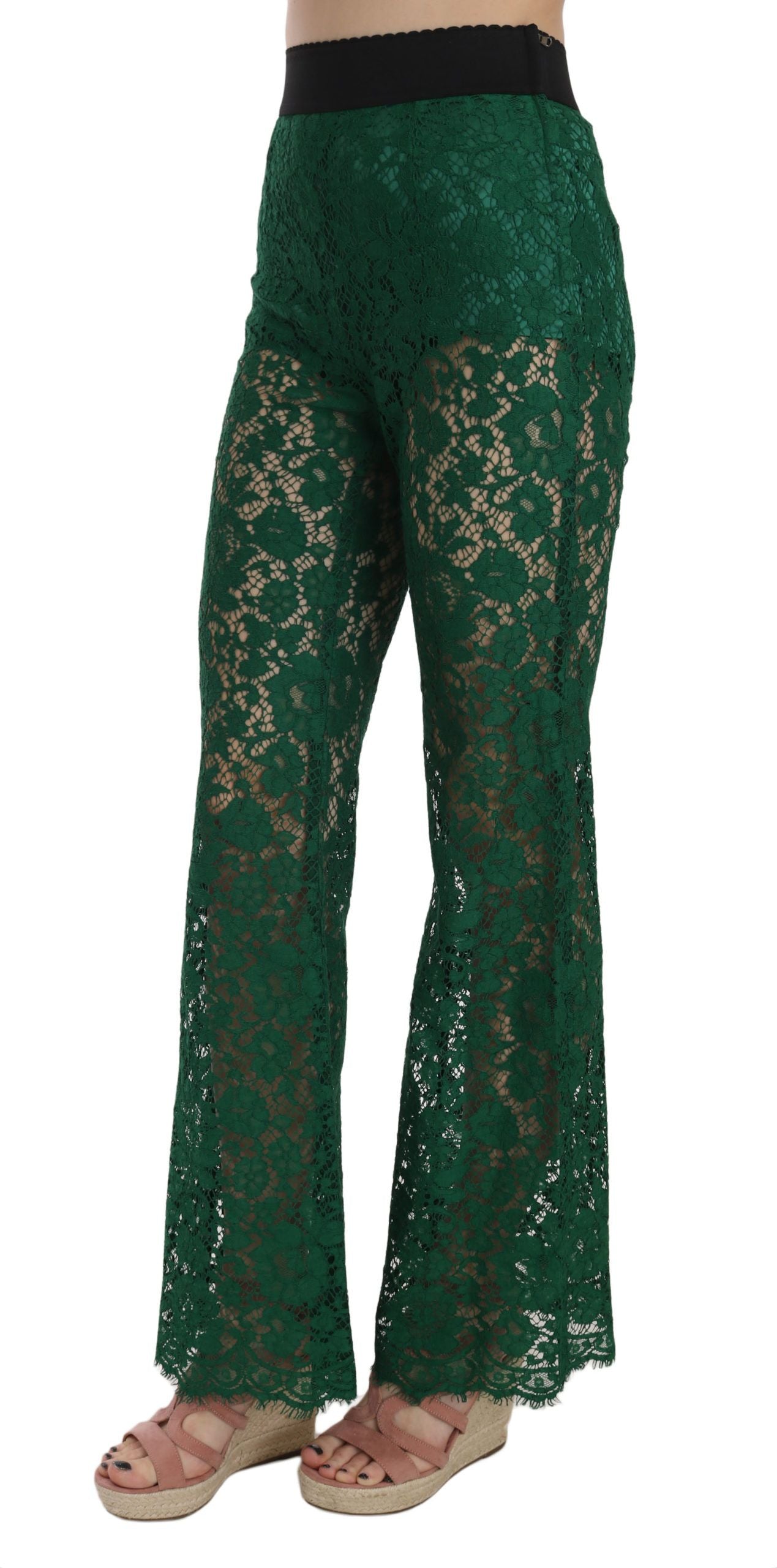 Floral Lace Green Palazzo Trousers