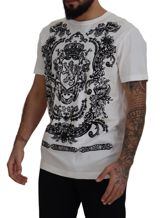 Elegant White Baroque Cotton Tee