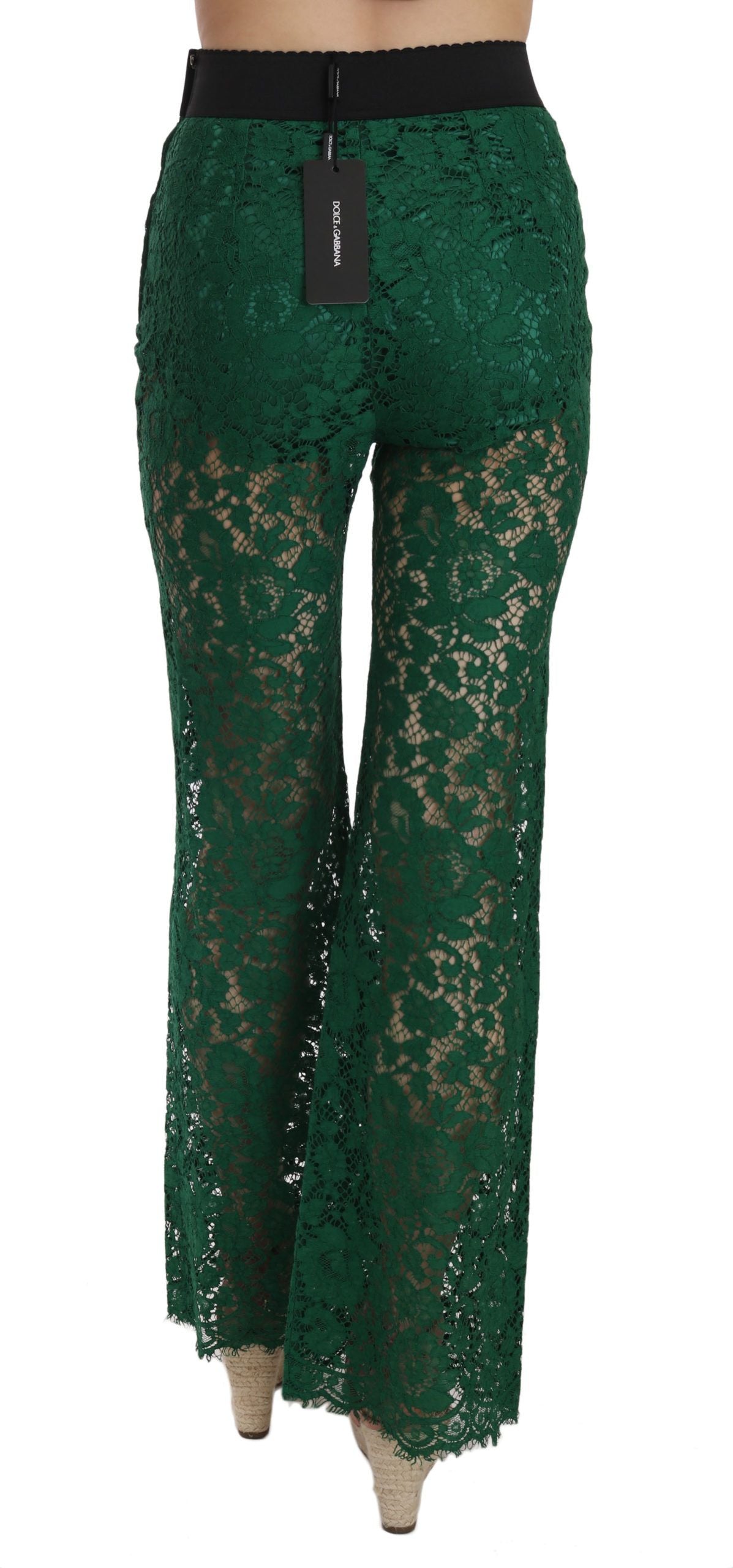 Floral Lace Green Palazzo Trousers