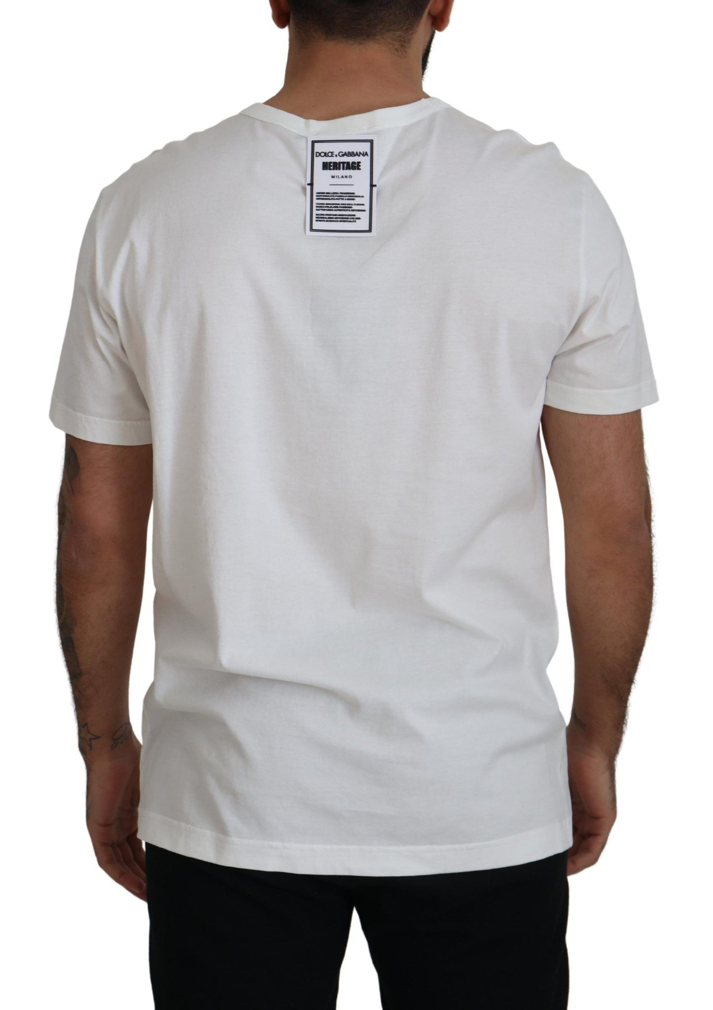 Elegant White Baroque Cotton Tee