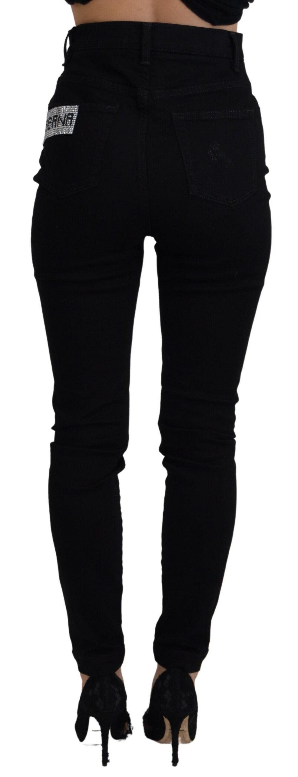 Chic High Waist Slim Fit Black Jeans