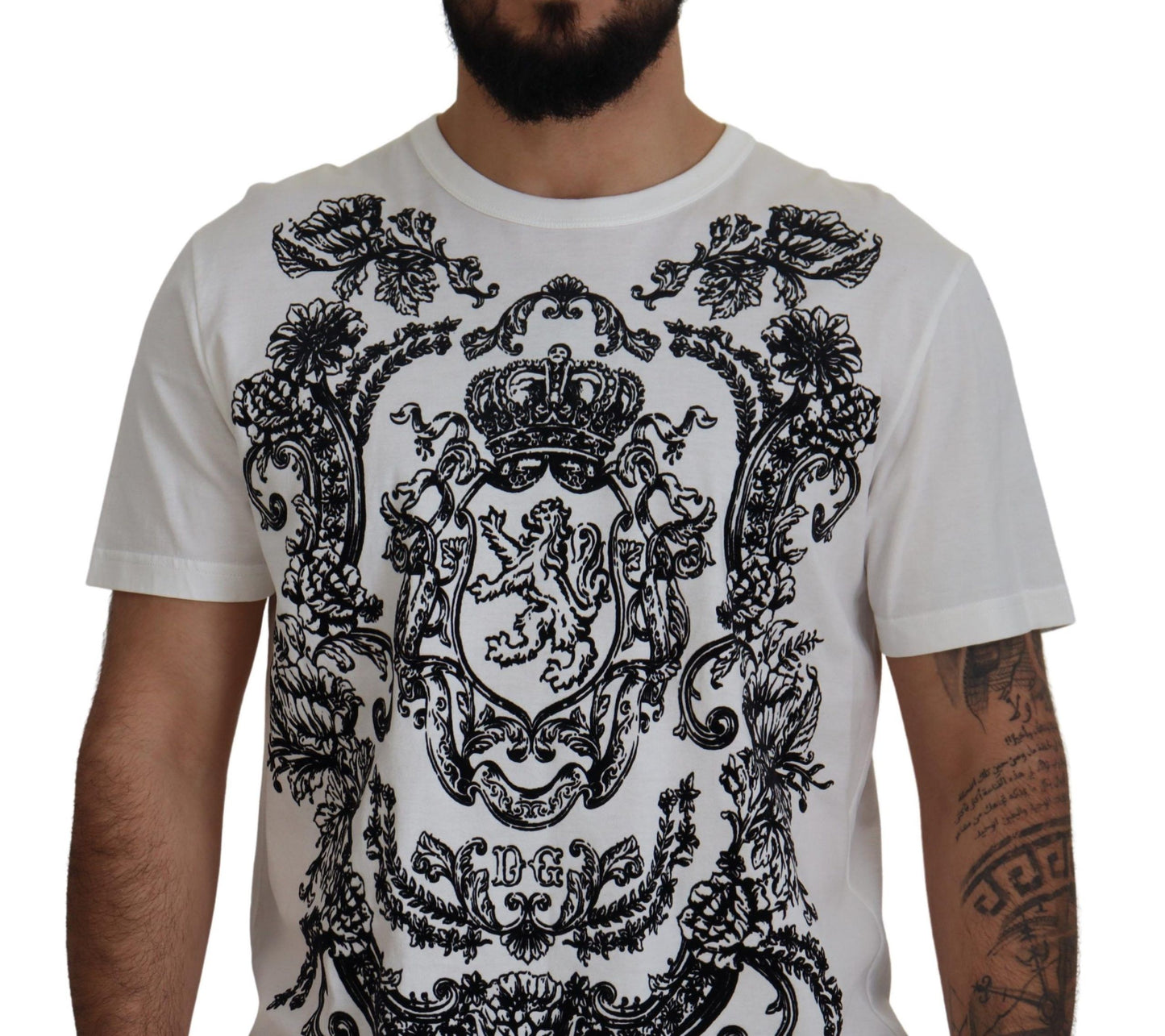 Elegant White Baroque Cotton Tee