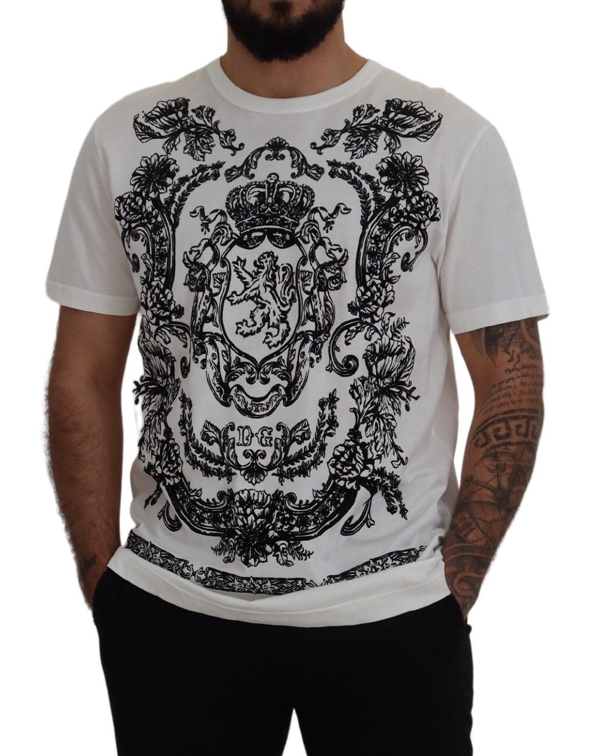 Elegant White Baroque Cotton Tee