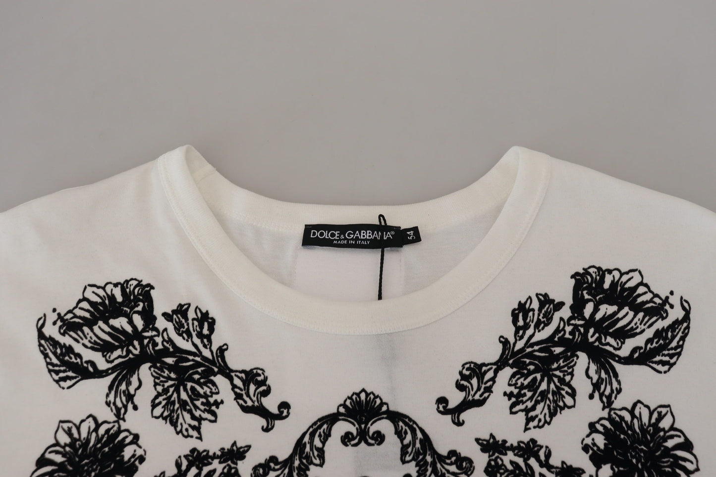 Elegant White Baroque Cotton Tee