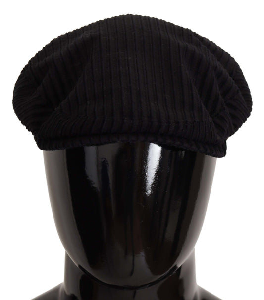 Chic Black Corduroy Newsboy Cap