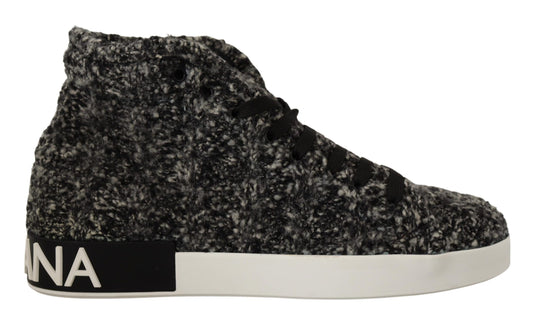 Chic Black Wool-Cotton High Top Sneakers