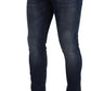 Chic Blue Washed Denim Pants for Men