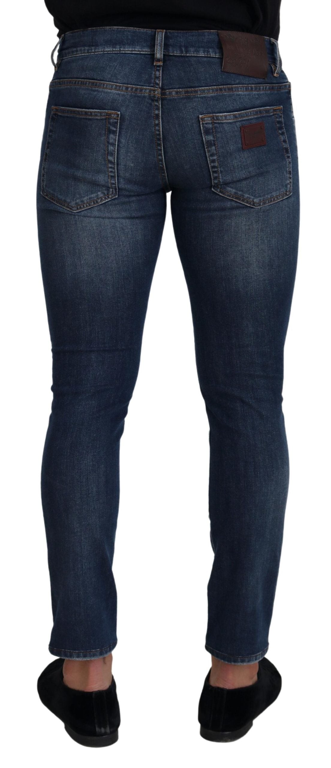 Chic Blue Washed Denim Pants for Men