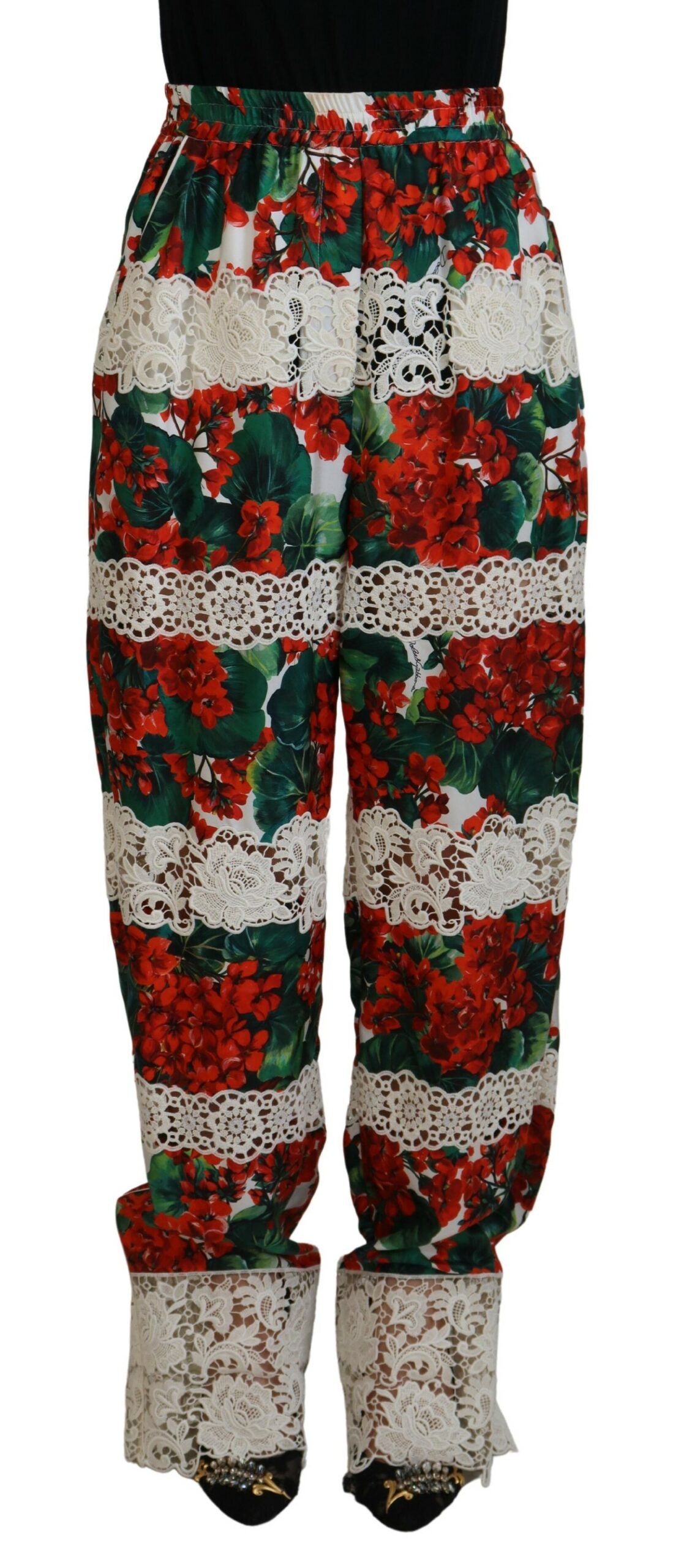 Elegant High Waist Floral Pants