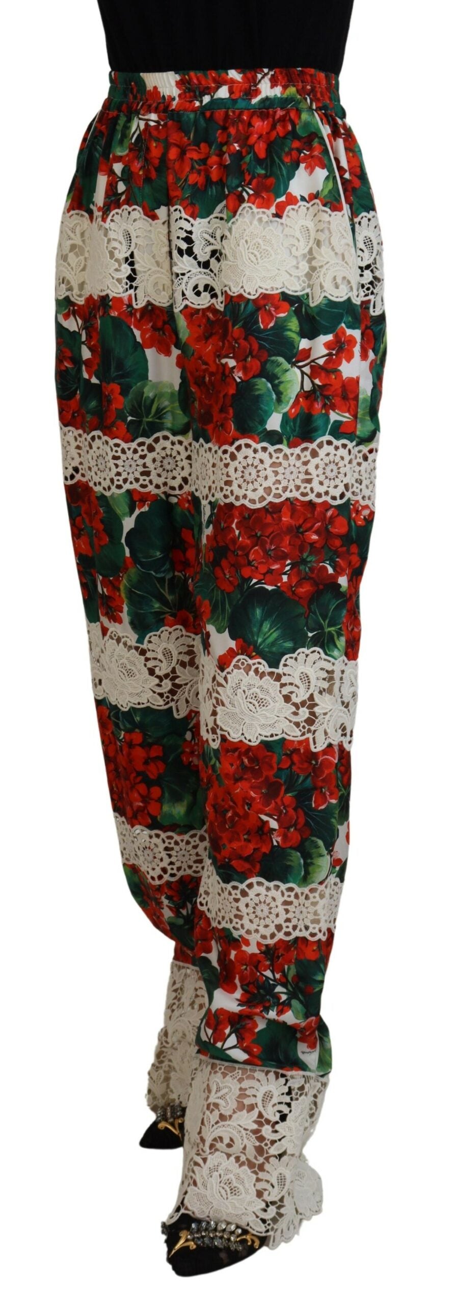 Elegant High Waist Floral Pants