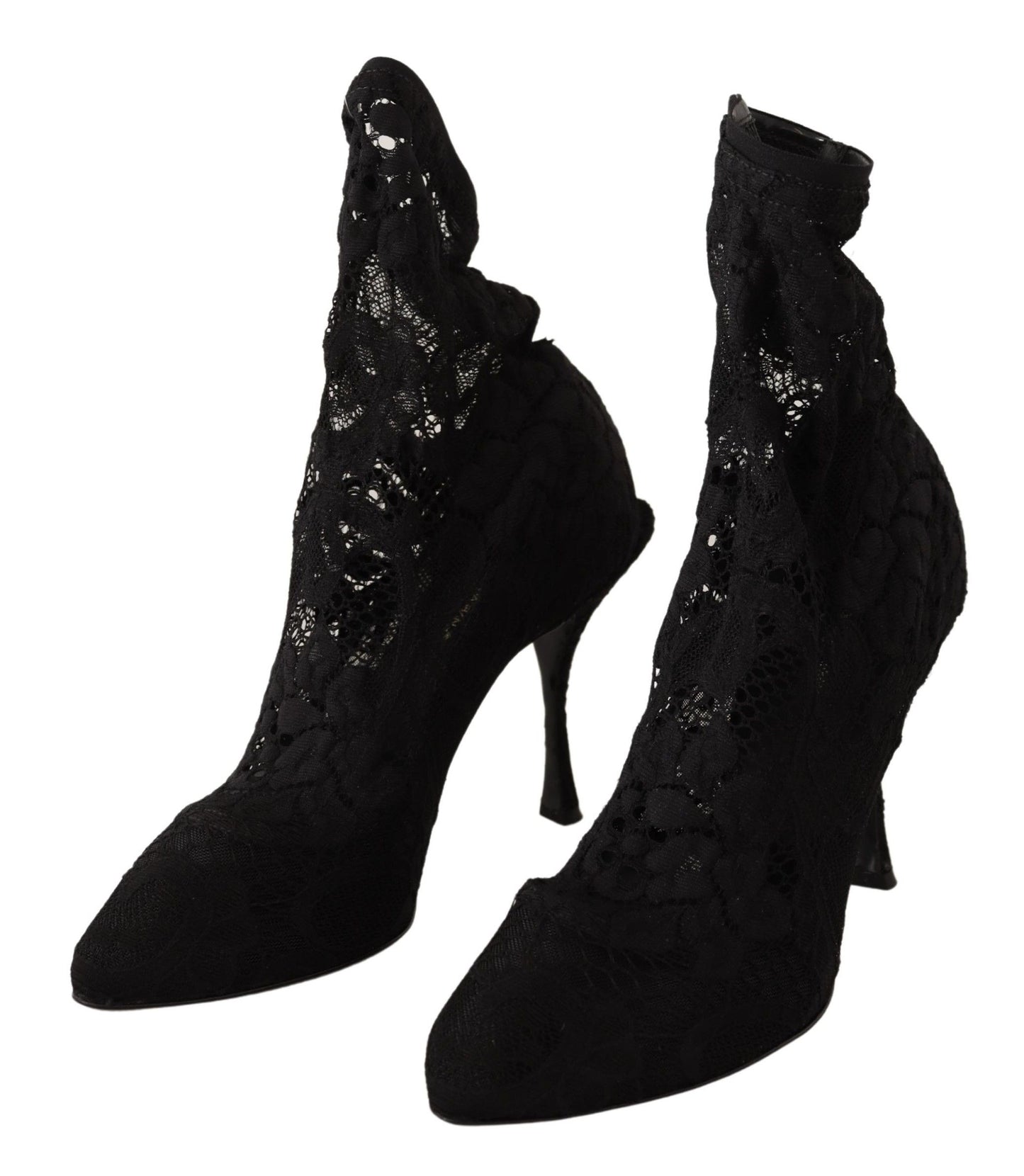 Elegant Floral Lace Ankle Boot Heels