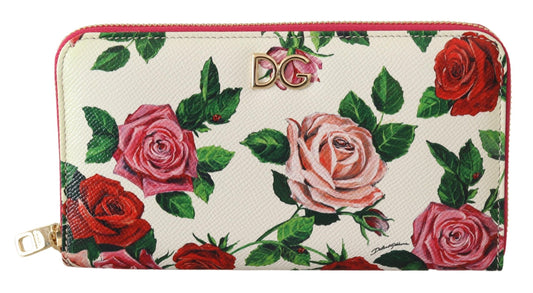 Elegant Continental Leather Wallet with Rose Design